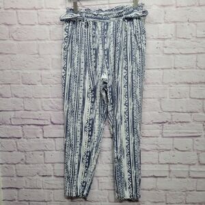 Cali‎ 1850 Aztec Stripe Pants Sz M Linen Blend Tribal Boho Beach Lounge Pull On